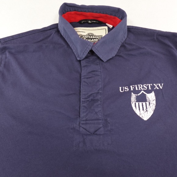 Canterbury Other - Canterbury of New Zealand Polo Shirt Mens Large Blue Jersey Rugby US XV‎ MinFlaw